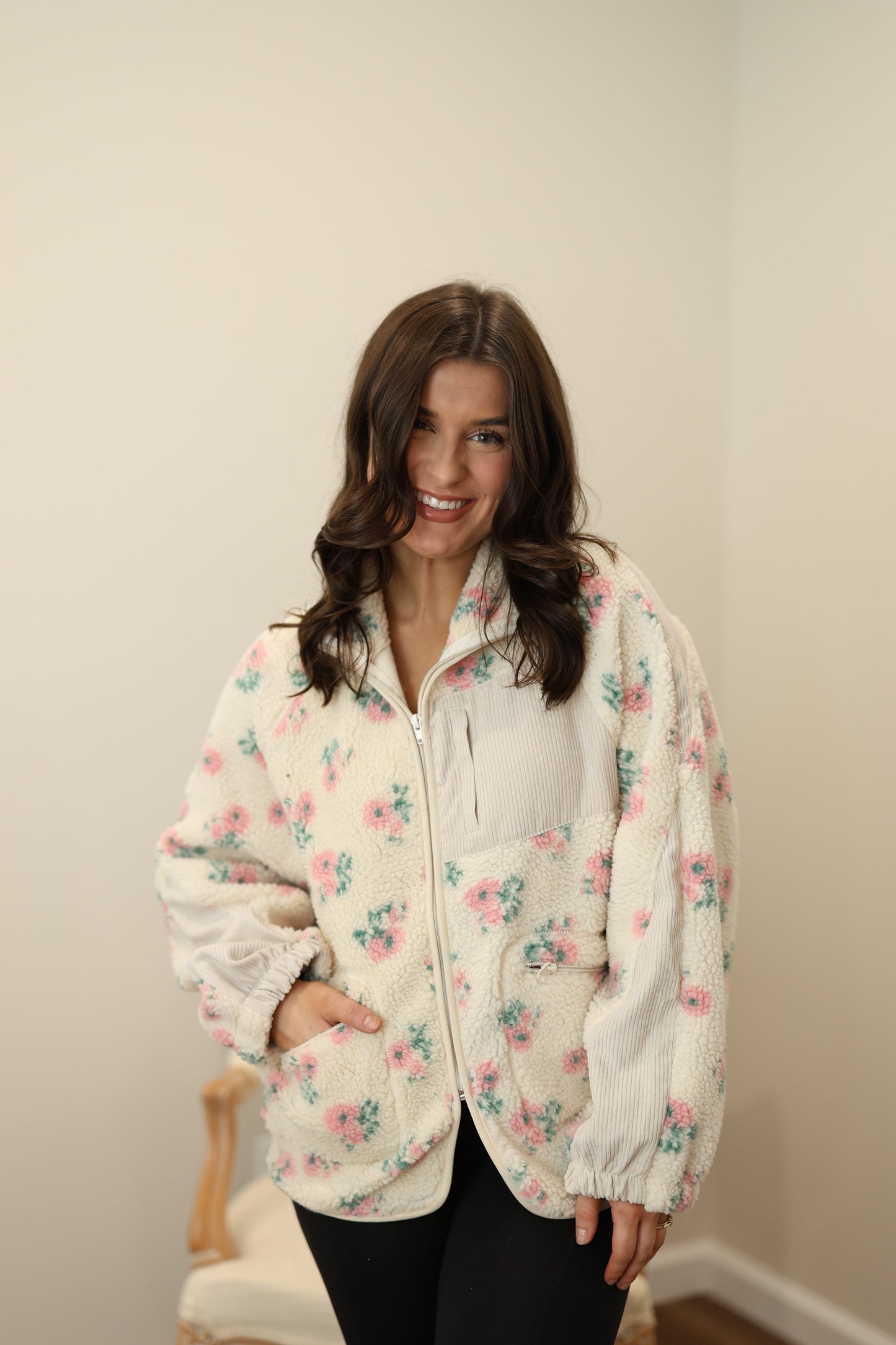 Juniper Floral Print Fleece Jacket