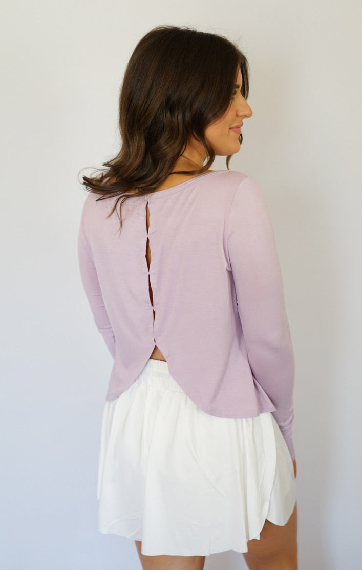 Hannah Long Sleeve Active Top - Lavender