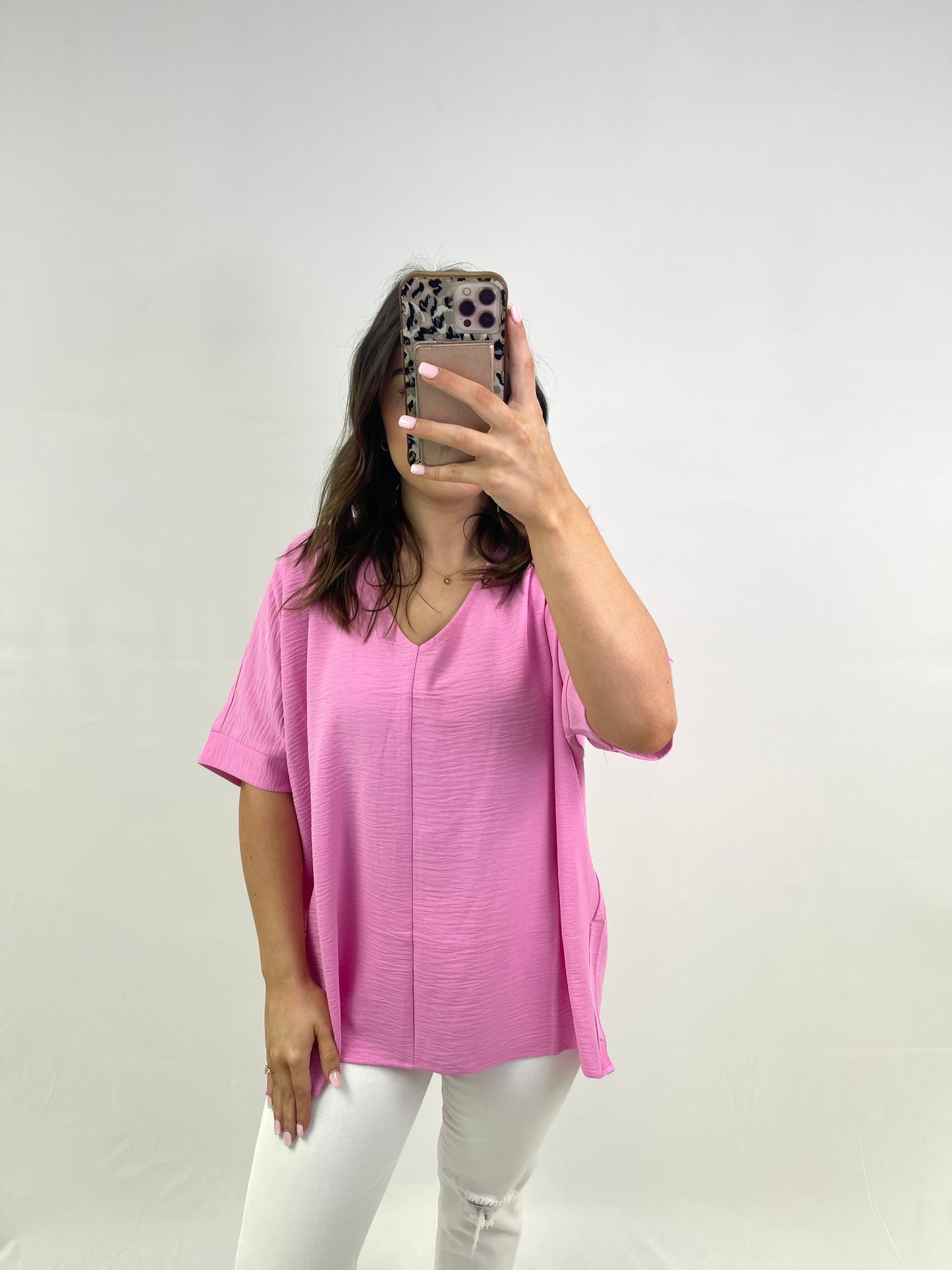 Betty Airflow V-Neck Top - Candy Pink