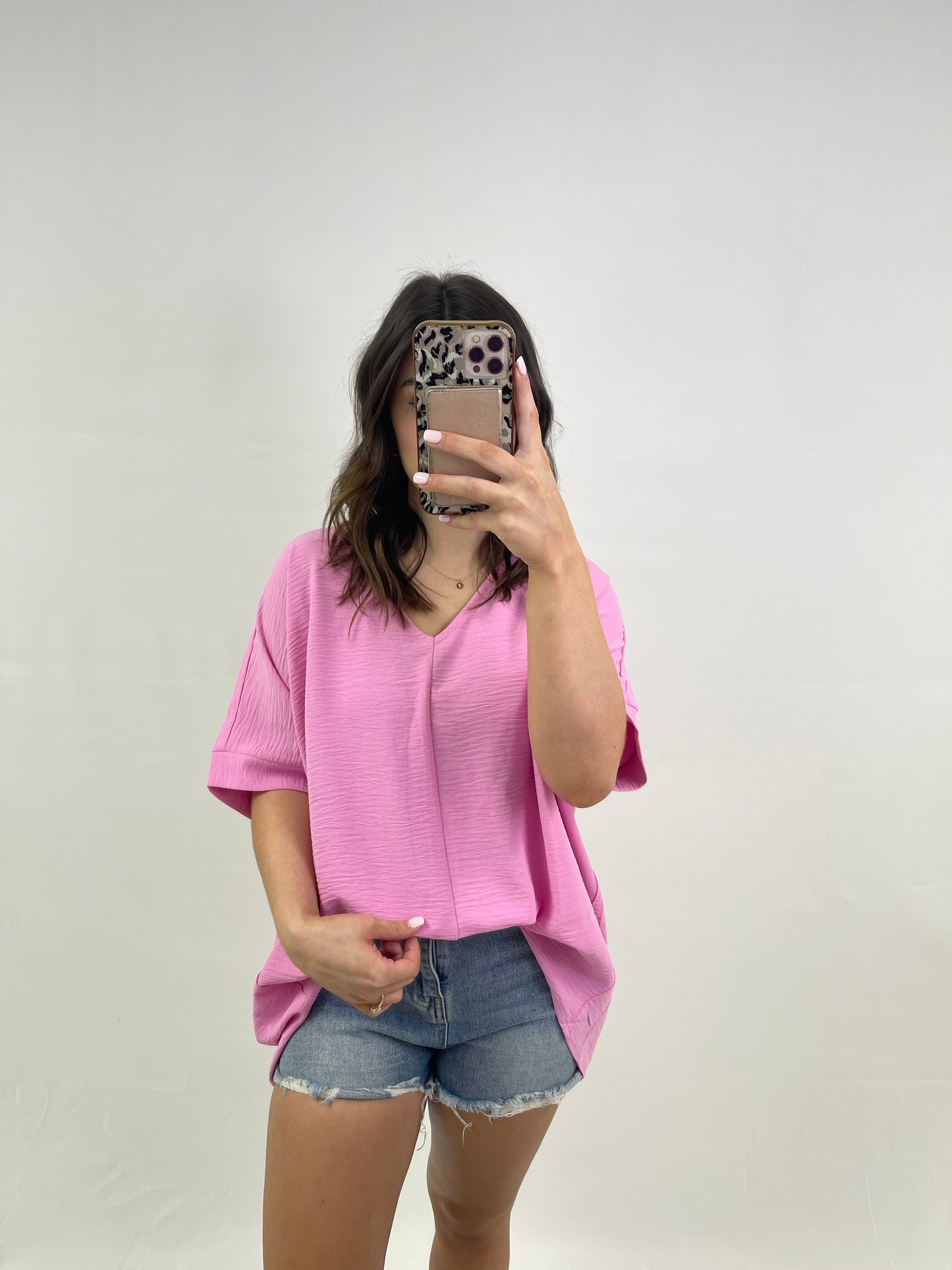 Betty Airflow V-Neck Top - Candy Pink